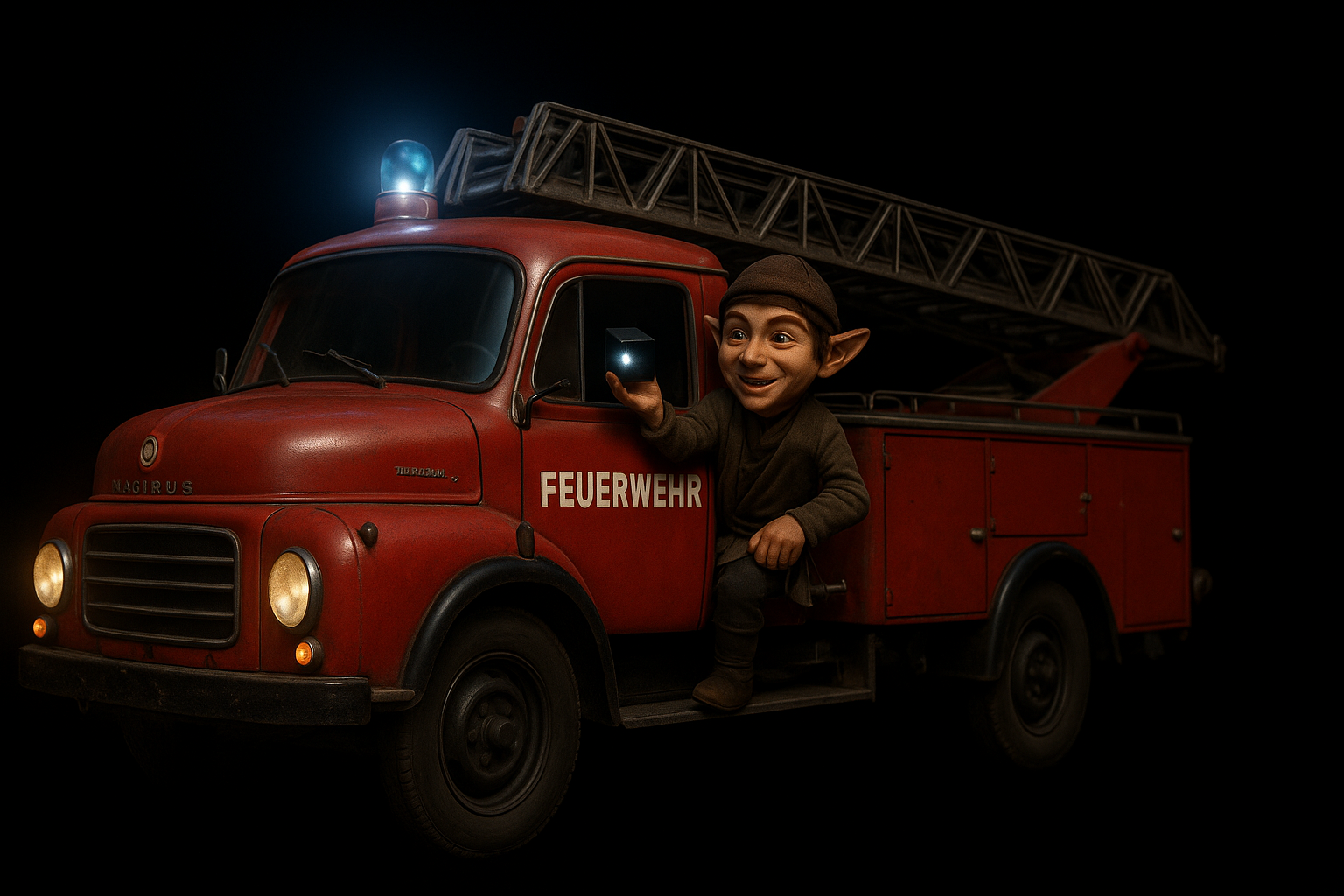 Masklin im Feuerwehrauto